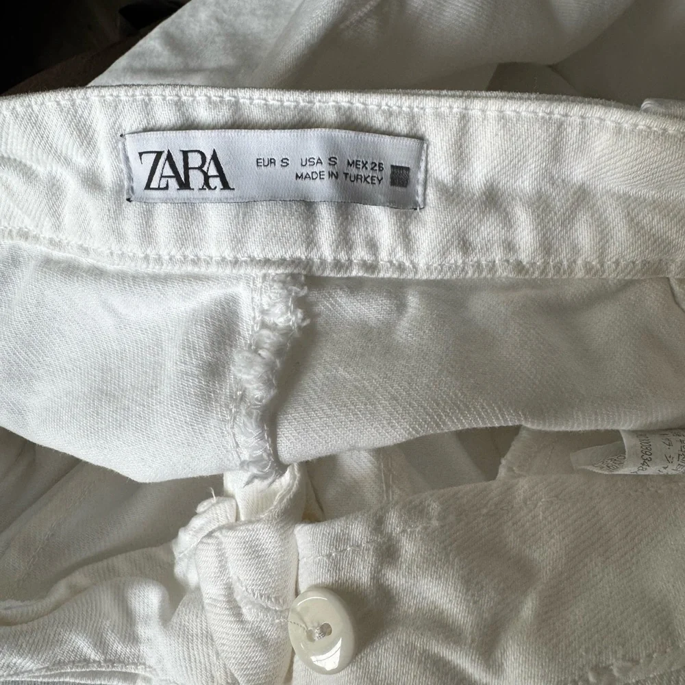 Zara Women’s High Rise Tailor Fit Jeans White Size S 5862/064 100% Cotton